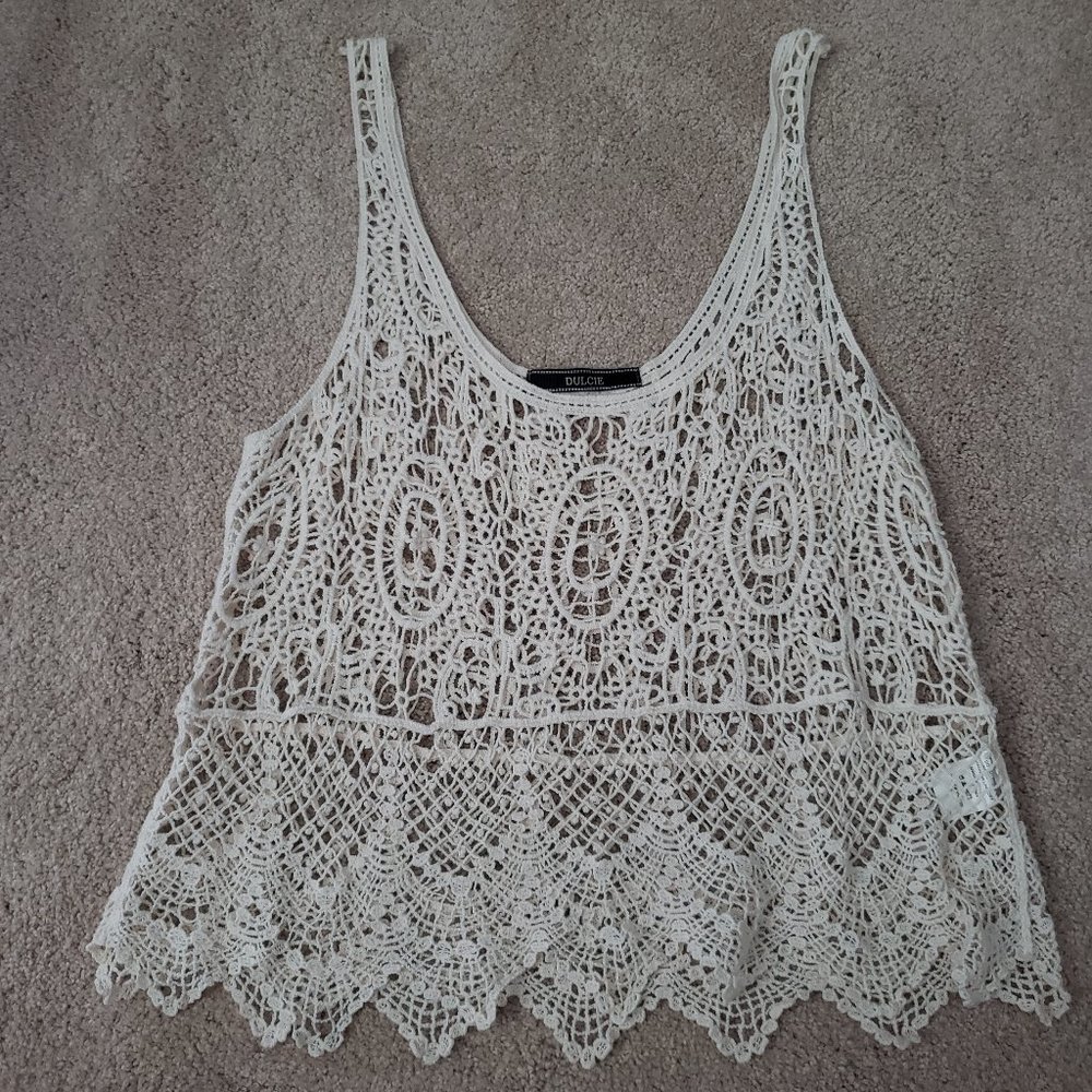 Dulcie Cream Crochet Tank